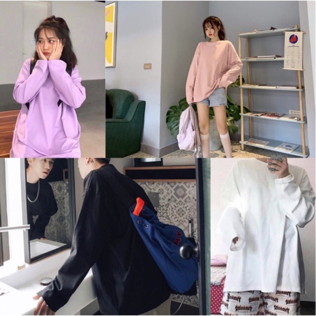 [ PINK_BASIC ] Áo thun tay dài TRƠN Unisex