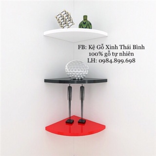 Bộ 3 kệ gỗ treo tường hình quạt 90 độ bo tròn cạnh