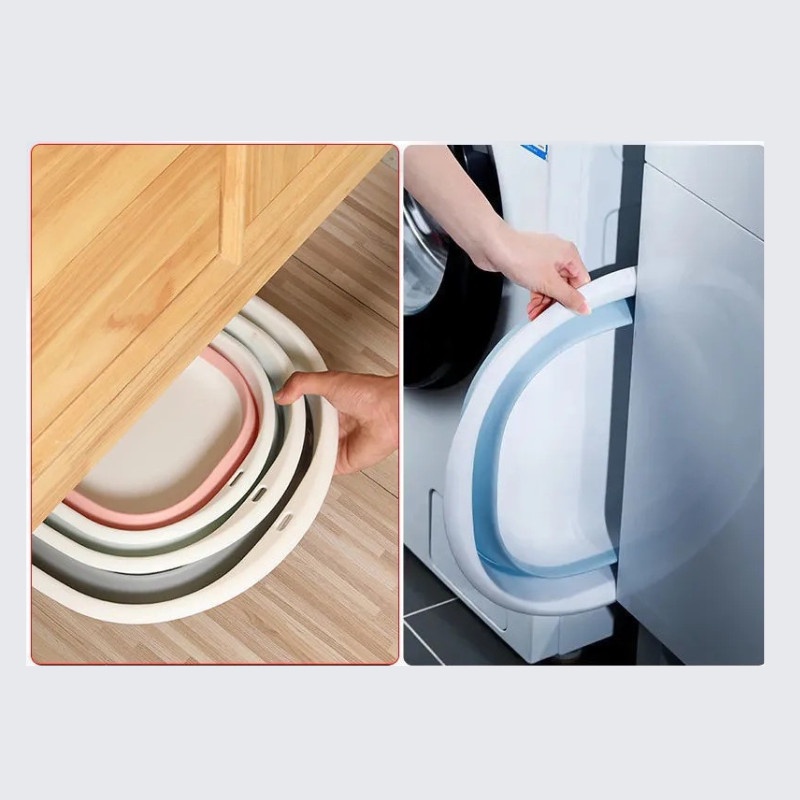 Thau gấp gọn tiết kiệm không gian, chậu xếp gọn thông minh silicon, dùng phòng tắm, du lịch tiện lợi
