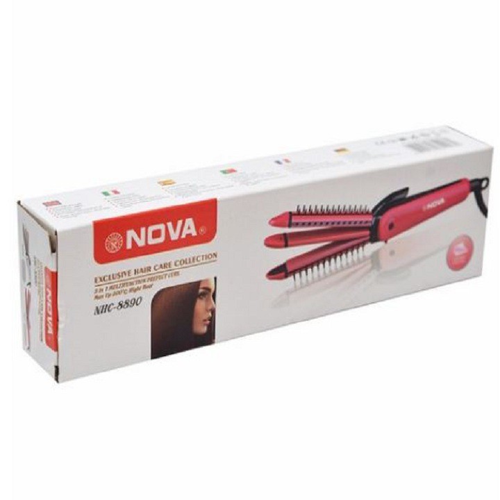 Máy Là Tóc Dập Xù Lược Điện Nova 3 Trong 1-8890