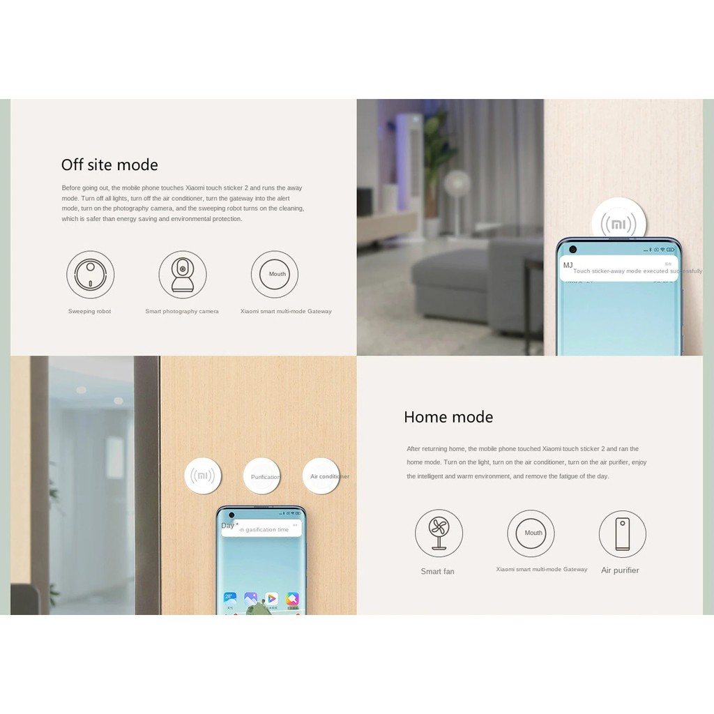 Thẻ tag NFC thông minh Xiaomi Mi Touch Sticker 2 XMPT01MW dùng cho Mi Home, chạy scene smarthome, kết nối WiFI tự động