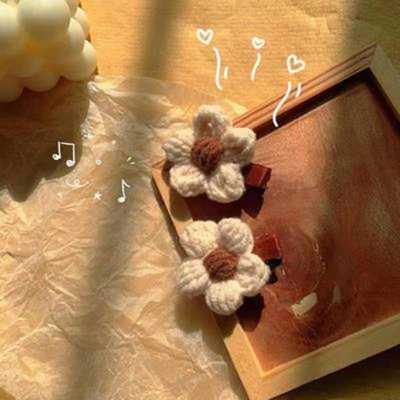 Kẹp Tóc Len Màu Cà Phê Phong Cách Mới Cho Trẻ Em