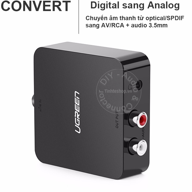 Bộ chuyển quang sang AV 3.5mm Ugreen 30910 30523 - Digital S/PDIF Coaxial to analog RCA and 3.5mm