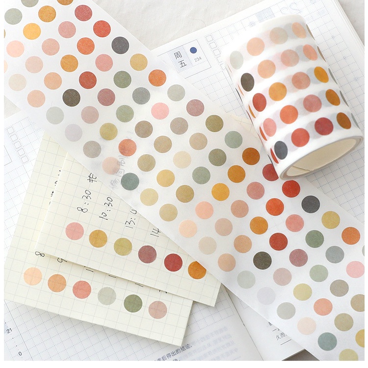 Washi Sticker Chấm Dài 3 Mét Trang Trí Sổ Tay Bullet Journal