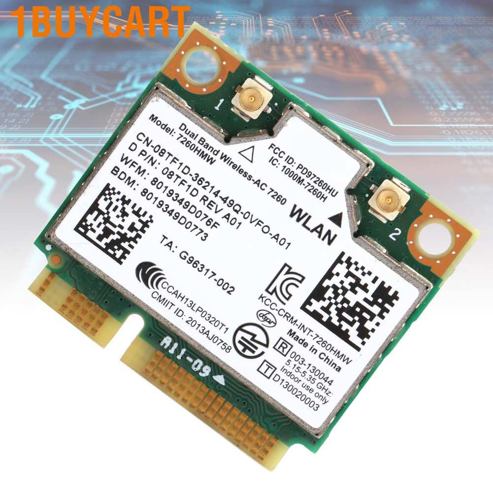 Thẻ wifi Pci-E mini không dây cho Intel 7260ac / Dell 7260hmw