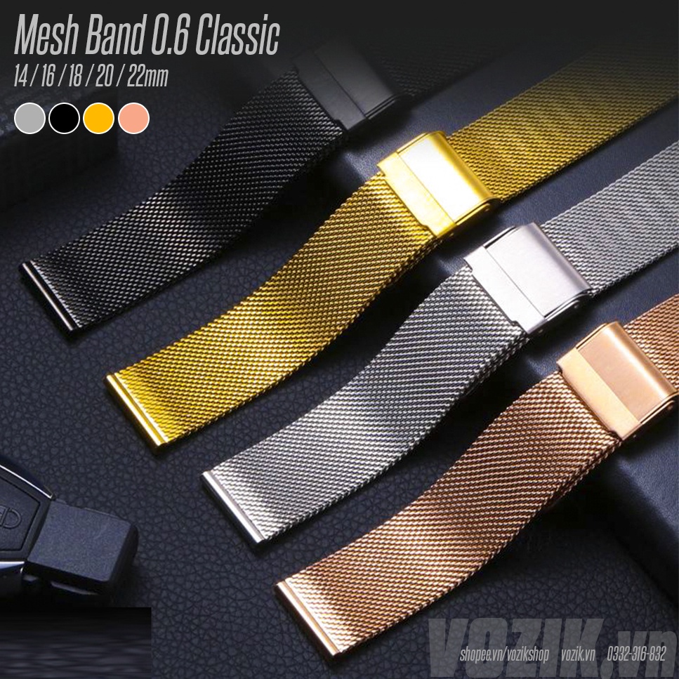 (FULL phụ kiện) Dây đồng hồ VOZIK thép lưới cao cấp (dây mesh) chính hãng Strap&Co chống gỉ cực bền