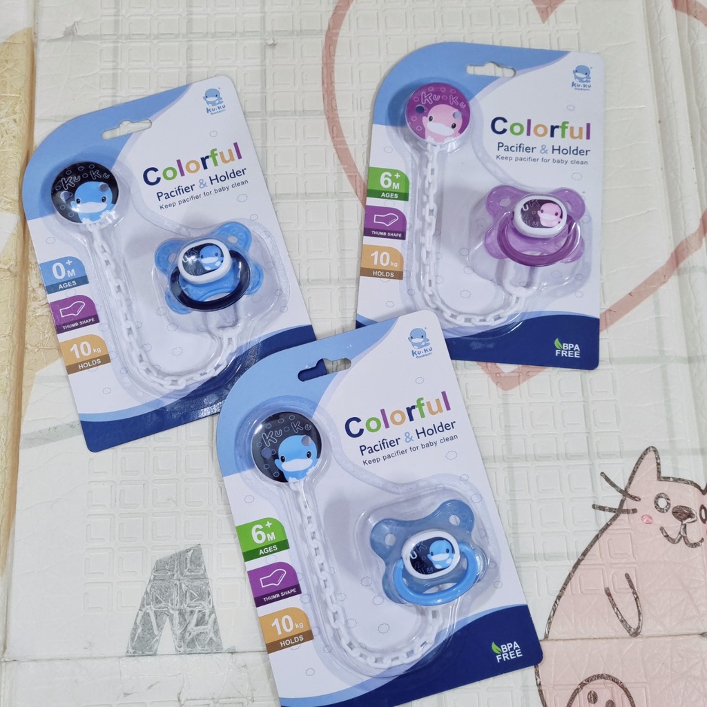 Kuku Duckbill - Ty ngậm màu sắc kèm dây giữ ty cho bé từ 0m+
