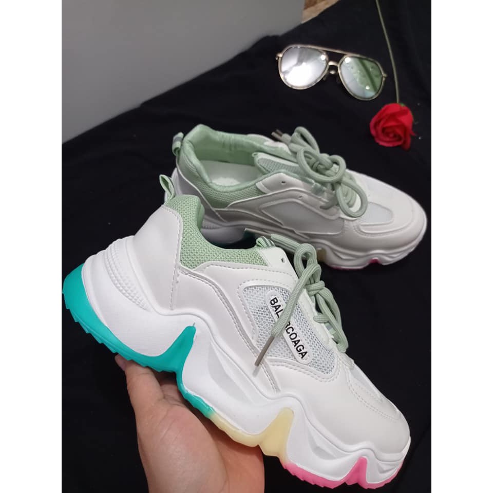 (ảnh thật) giày sneaker nữ thể thao độn đế, phối đế 3 màu cá tính
