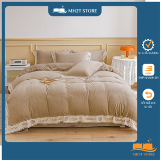 Bộ chăn ga gối nỉ nhung thêu coco series shop mh2t store