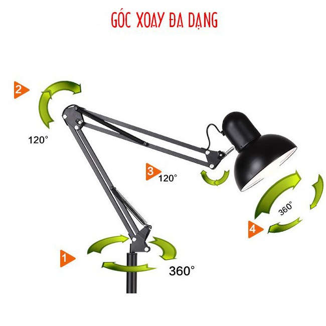 (Hàng Mới Về) Đèn học kẹp bàn Pixar, bóng LED đổi 3 màu 5W 7W 9W Rạng Đông / Điện Quang, 2 cỡ kích thước