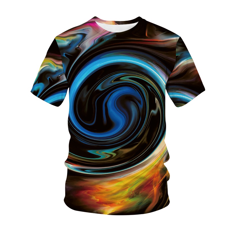 Áo Thun Tay Ngắn In Hình Psychedelic 3D Nhiều Màu Sắc Thời Trang Đường Phố Cho Nam Và Nữ