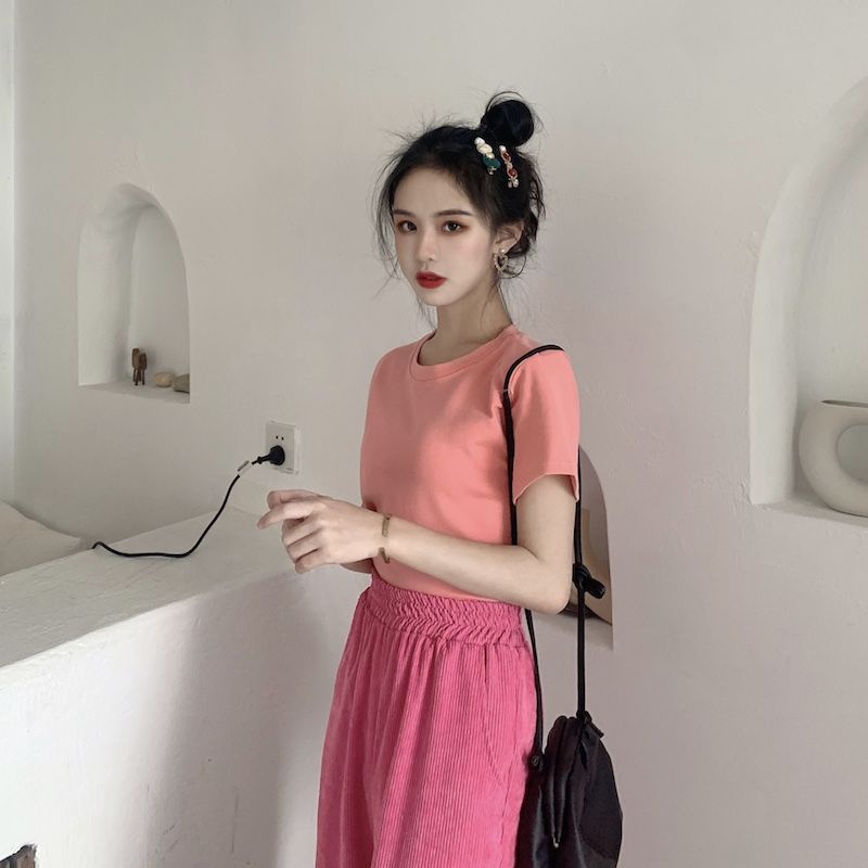 Áo Thun Nữ Tay Ngắn Cổ Tròn Thời Trang