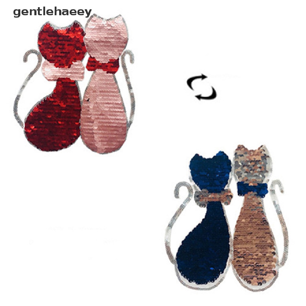 Miếng Vá Áo Thun Đính Kim Sa Hình Mèo Dễ Thương