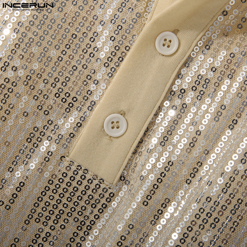 Áo thun polo INCERUN ngắn tay phối nút thời trang dành cho nam