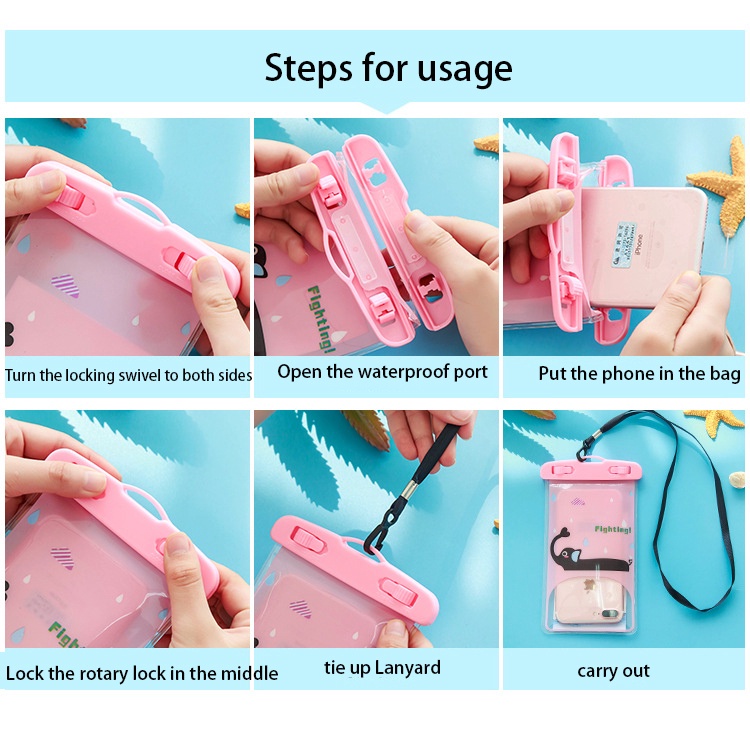 1 Túi Đựng Điện Thoại Trong Suốt Chống Nước Có Dây Đeo Cổ Cho Hoạt Động Dưới Nước