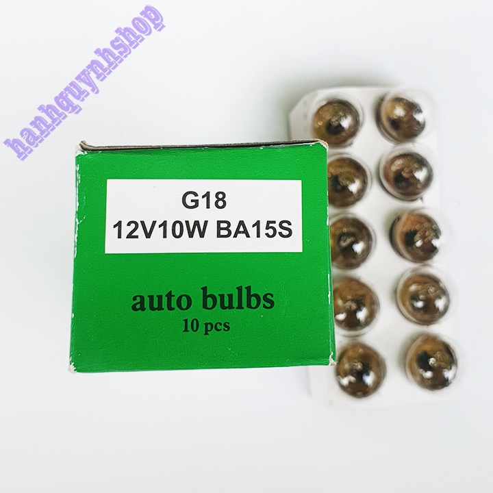 Hộp 10 Bóng đèn ô tô xe máy 12V 10W hoặc 24V 10W 1 tóc đui cài