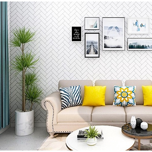 Decal giấy dán tường ĐƯỜNG CHÉO TRẮNG khổ 45cm keo sẵn