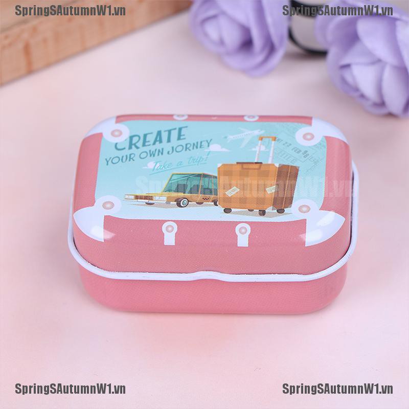 [Spring] Mini tin trinket jewelry coin box tinplate storage case small rectangular random [VN]