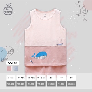 La pomme - bộ ba lỗ cho bé trai và bé gái pates sale 20%