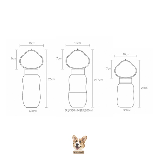 Bình Nước Đi Dạo Cho Chó Mèo Cao Cấp Nhà của Ú - Bình Nước Du Lịch Cho Thú Cưng