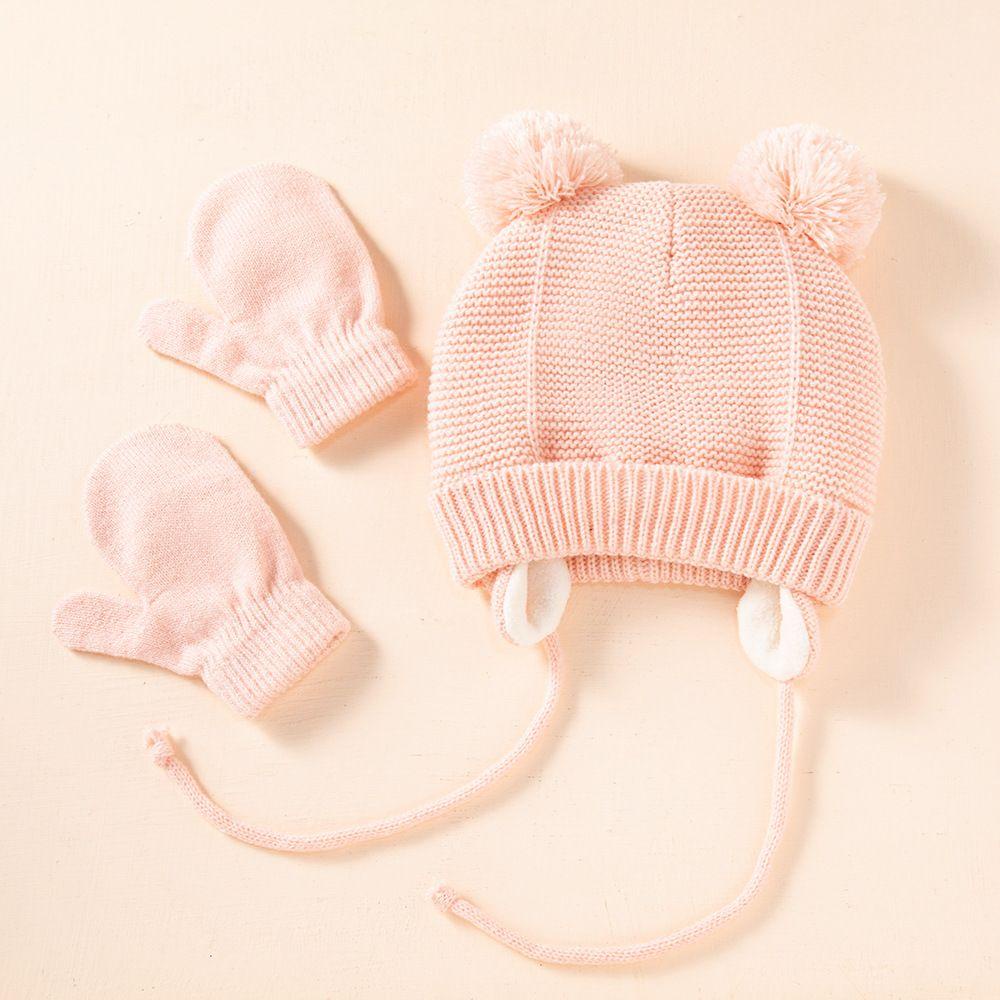 Set 2 Mũ Len Beanie Đính Quả Bông Dày Dặn Dễ Thương Bảo Vệ Tai Cho Bé Sự Bảo Vệ