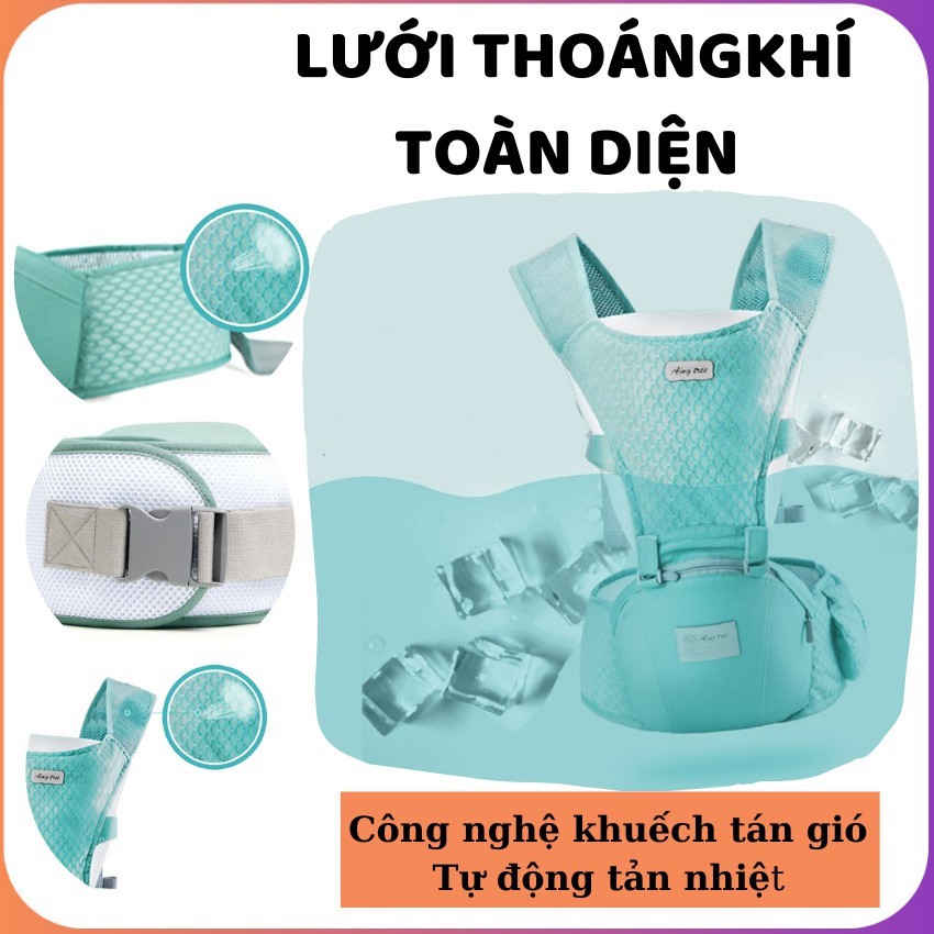 Địu em bé Aingtree 6 tư thế chống gù cao cấp lưới siêu thoáng khí địu đeo vai địu ngồi đa năng cho bé từ 0-36 tháng