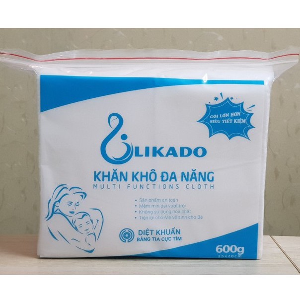 SET 5 gói khăn vải khô đa năng Likado 600gr (gói 550 tờ)