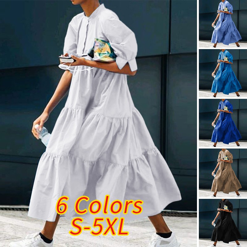 VONDA Đầm tay ngắn cổ tròn thời trang sành điệu cho nữ