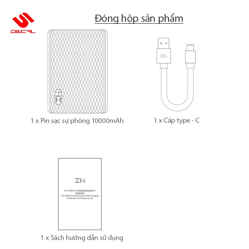 Pin sạc dự phòng 10000mAh Xiaomi/ZMI Mini, Hỗ trợ sạc nhanh PD 3.0 22.5W, iPhone / iPad / Điện thoại Android