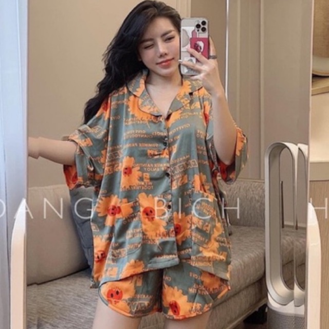 Set bộ pijama bigsize mặc nhà chất lụa cao cấp form cánh dơi rộng rãi