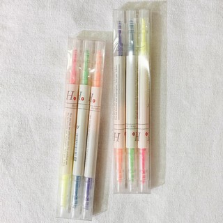 Hộp set 3 Bút Dạ Quang Highlighter 2 Đầu - 6 Màu - Dụng Cụ Học Tập Dùng Highlight Chữ