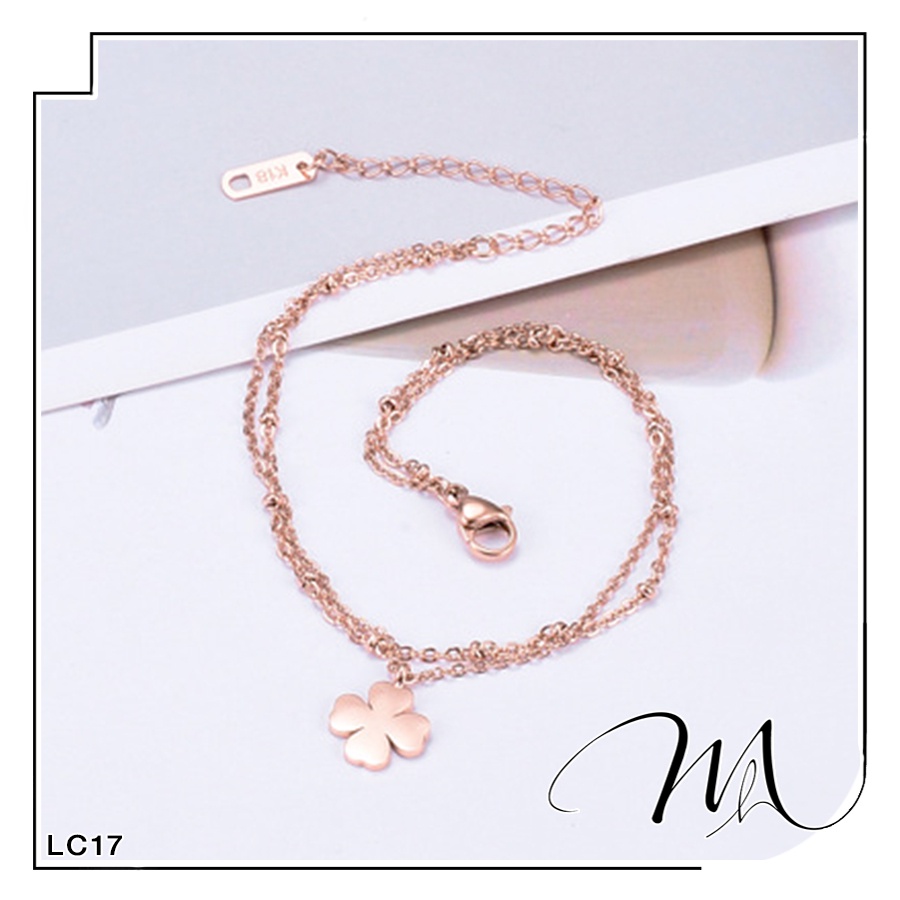 Lắc chân nữ Titan không gỉ dây đôi cỏ 4 lá may mắn - Măng's House LC17