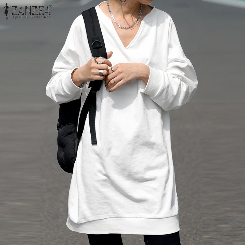 Áo kiểu Zanzea dành cho nữ thiết kế tay dài cổ chữ V thời trang thanh lịch