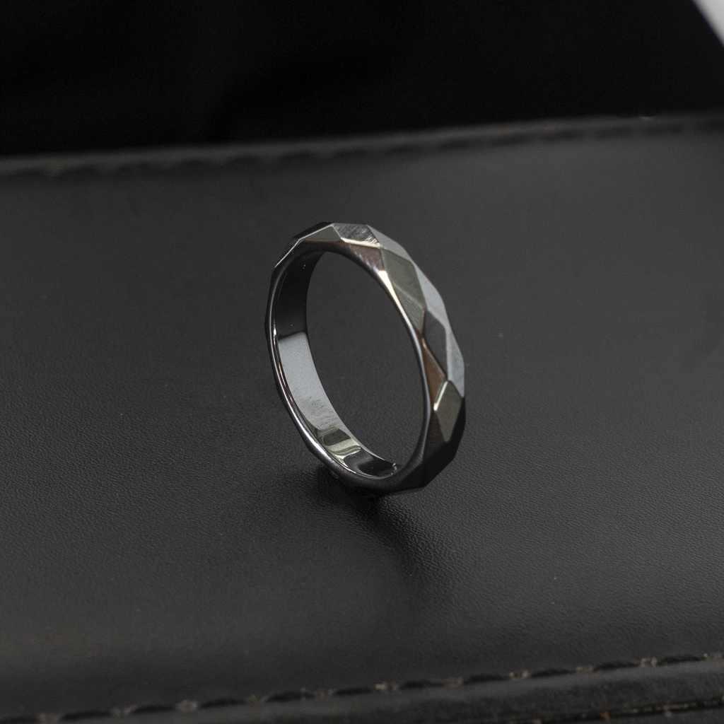 Nhẫn nam nữ màu bạc tròn 4T SAZ thời trang nam nữ unisex chất liệu Đá đẹp đơn giản không gỉ - Nhẫn 4T