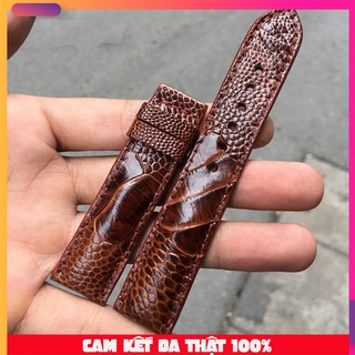 Dây đồng hồ da đà điểu màu nâu đỏ (Trong lót da bò)