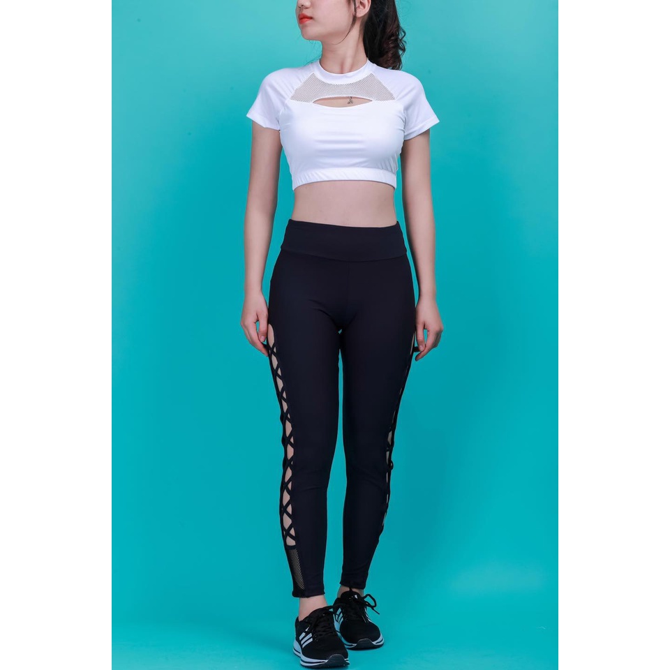 Áo Thun Dáng Croptop Tay Ngắn khoét ngực cực Sexy Cho Nữ (Đi Chơi/Tập Gym/Yoga Pilates)