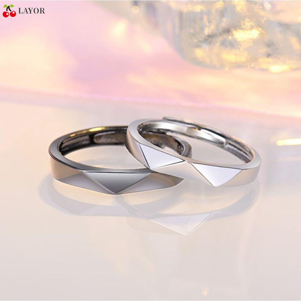 Nhẫn Đôi Hình Kim Cương Trắng Đen Sáng Tạo|Hình Học / Nhiều Màu Đơn Giản Có Thể Điều Chỉnh