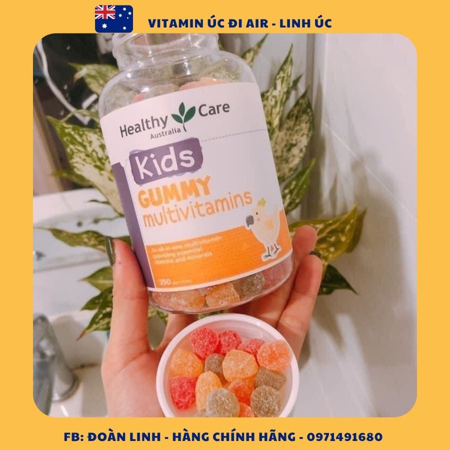 Kẹo Dẻo Kids Gummy Multivitamin - Kids Gummy Omega 3 200v Healthy Care Úc, Hàng úc đi air, Kẹo Dẻo Cung Cấp Vitamins Bé