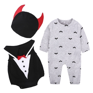 Set Đồ Halloween 3 Món Gồm Áo Liền Quần + Mũ Hình Dơi Cho Bé