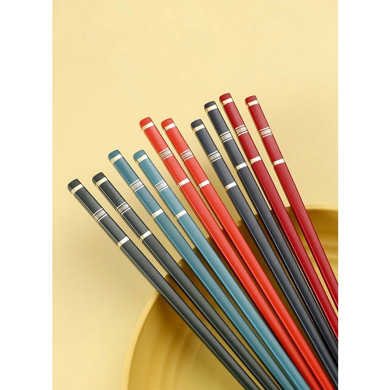 Đôi đũa hoa văn dùng ăn cơm gia đình, nhà hàng quán ăn cao cấp chịu nhiệt chống trơn tốt, phụ kiện bàn ăn bằng nhựa