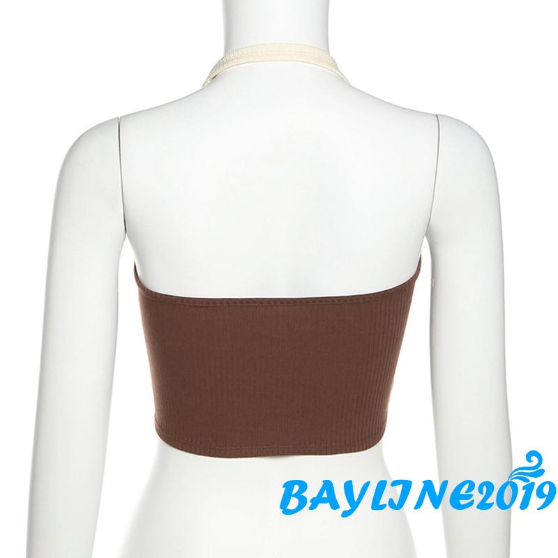 Áo Croptop Hai Dây Giả Hai Mảnh Màu Sắc Tương Phản Thời Trang Mùa Hè Dành Cho Nữ Size S/M/L