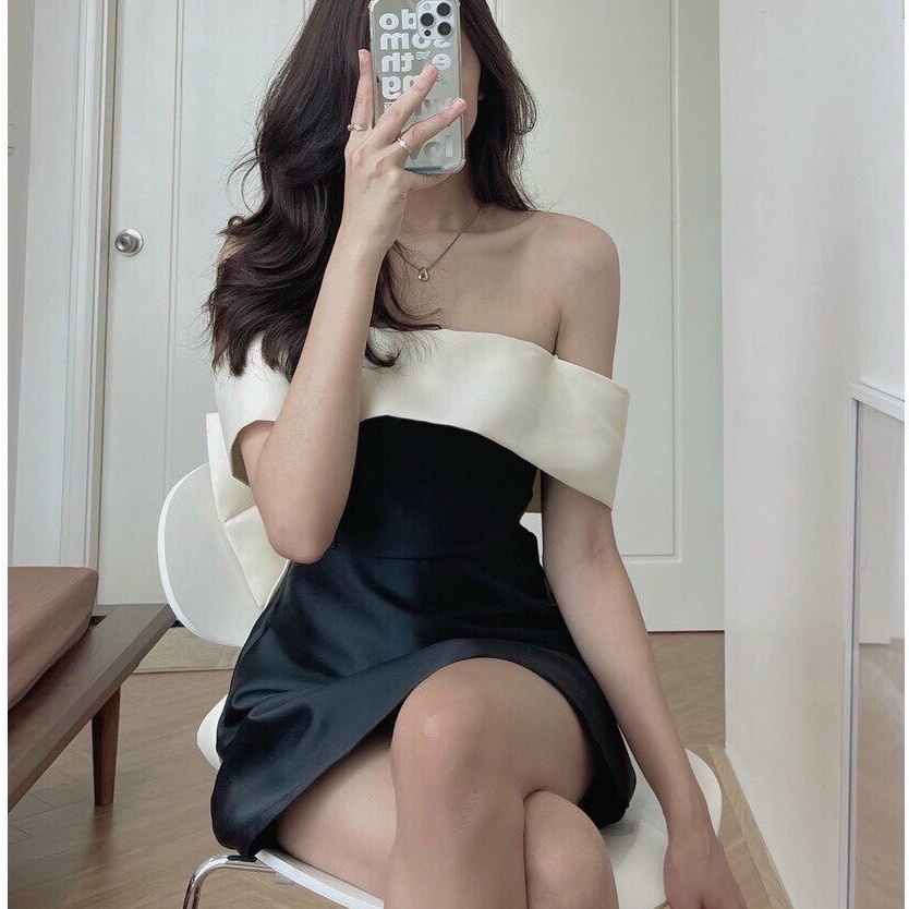 Đầm trễ vai cúp ngực phối nơ lưng cực sang chảnh cho nàng đi chơi dự tiệc