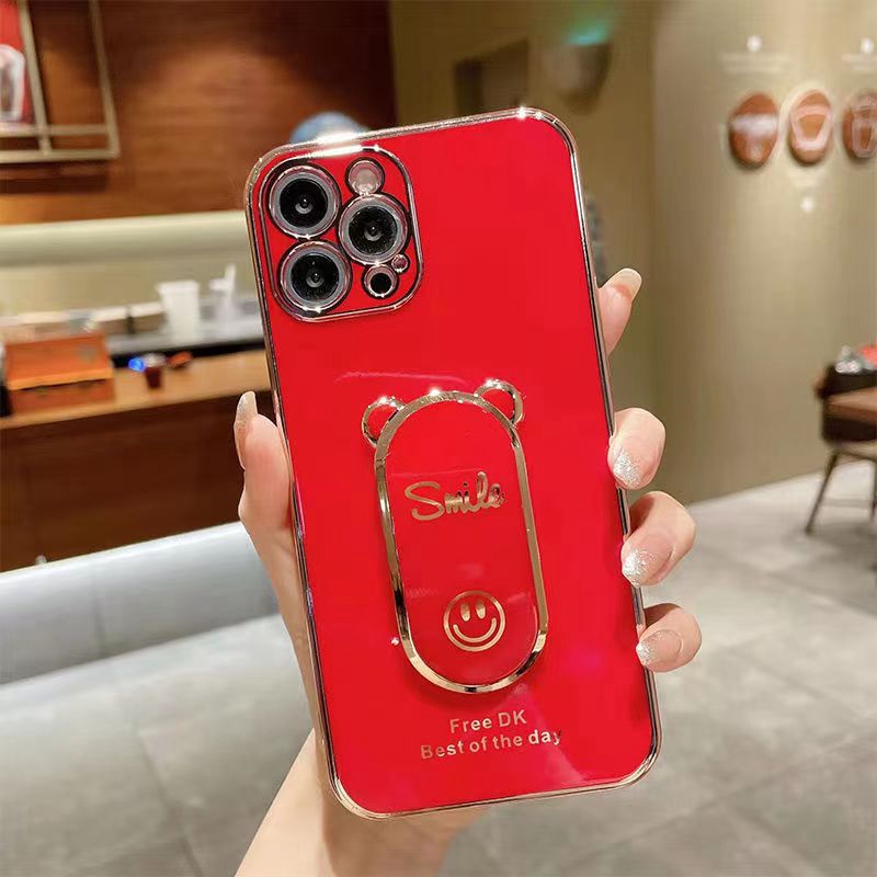 Ốp Điện Thoại Mềm Bóng Có Giá Đỡ Hình Mặt Cười Cho iphone 14 plus 13 12 11 pro max x xs xr