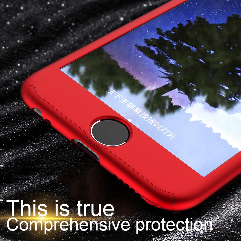 Ốp Điện Thoại PC Cứng Kèm Kính Cường Lực Bảo Vệ 360 Độ Cho iPhone 5 5S SE 6 6s 7 8 Plus X XS XR