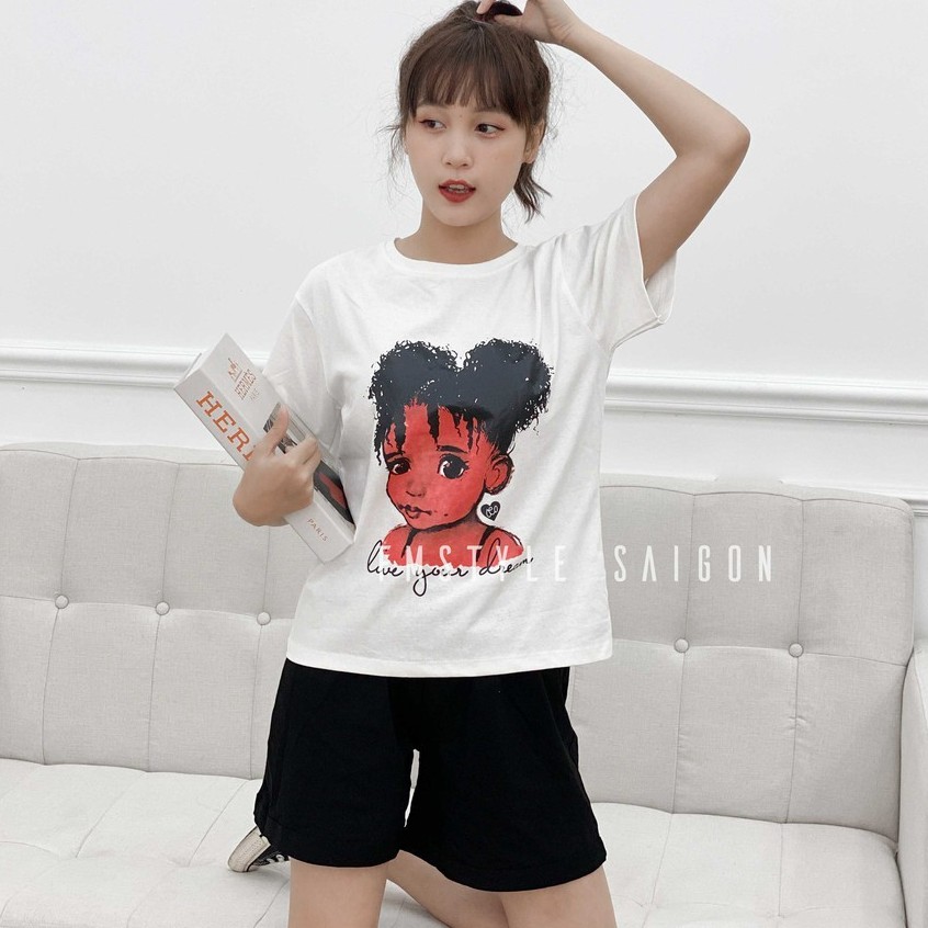 Đồ bộ áo thun tay ngắn in cô gái + Quần ngắn ullzang thời trang nữ FMStyle SaiGon 21DB06T371001 | BigBuy360 - bigbuy360.vn