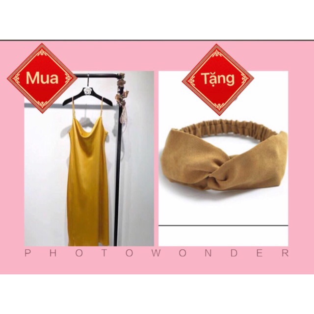 [Hàng k về thêm] Đầm váy 2 dây chất liệu lụa satin mịn kiểu dáng cổ đổ quyến rũ