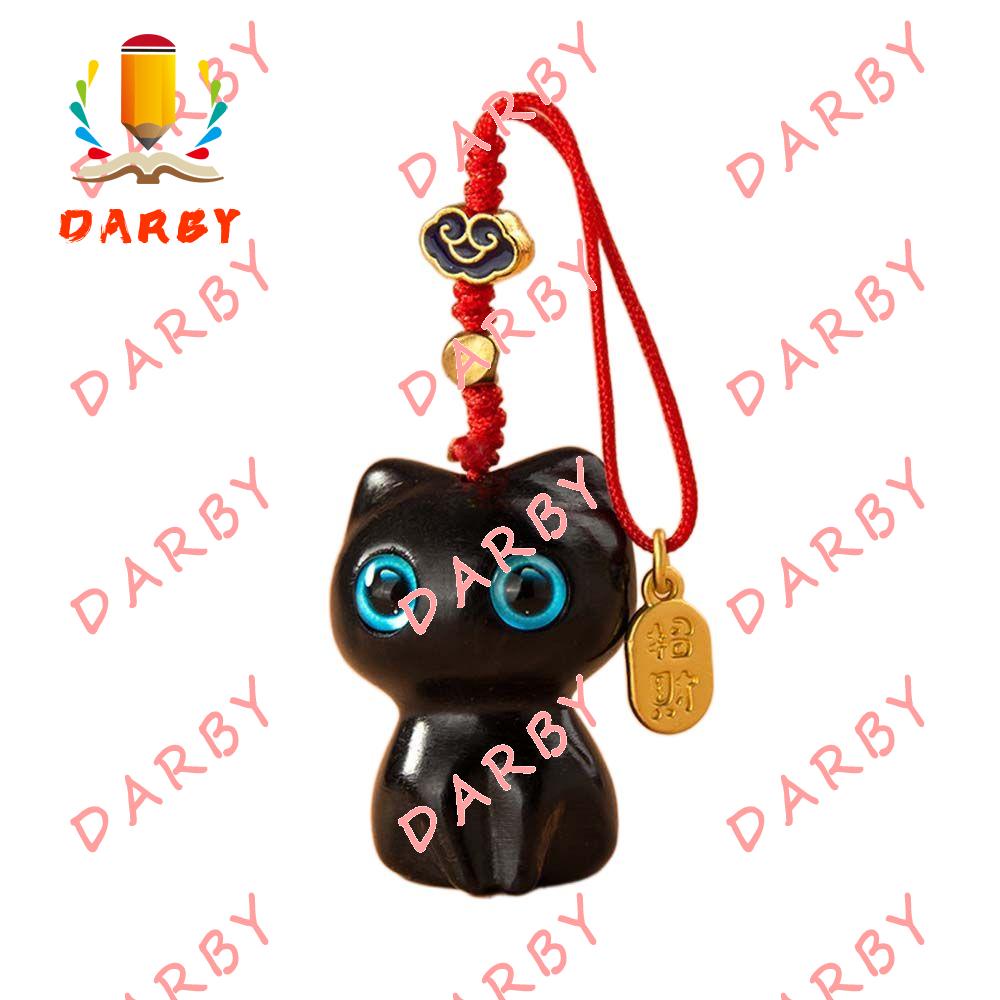 Dây Treo Điện Thoại / Chìa Khóa Bằng Gỗ Đàn Hương Hình Chú Mèo Dễ Thương