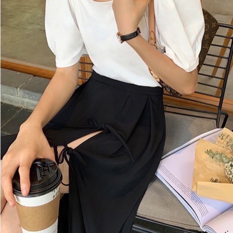 CHÂN VÁY XẺ BUỘC NƠ "LAYLA" ULLZANG HÀNG | BigBuy360 - bigbuy360.vn