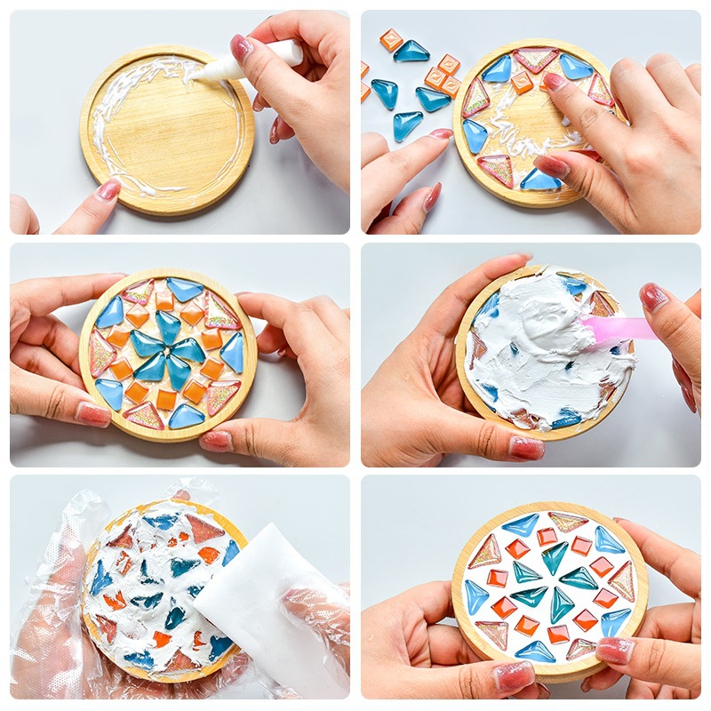 [Hàng sẵn mới về] Đế lót ly họa tiết thủ công, làm thủ công diy lót ly đá màu