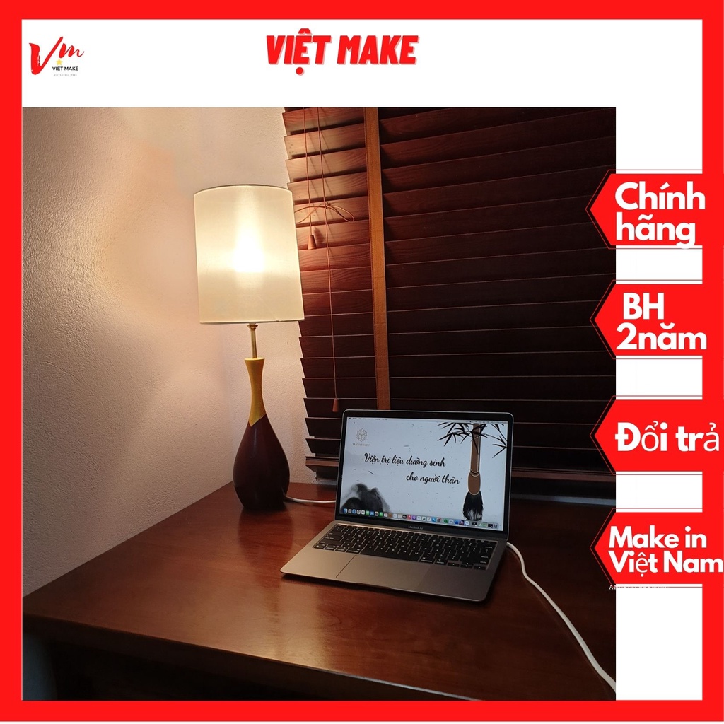Đèn ngủ để bàn hiện đại sang trọng gỗ decor phòng ngủ Việt Make BG016